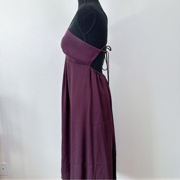 Aritzia Wilfred  Cami Midi Criss Cross Tie Burgundy Dress - Picture 10 of 13